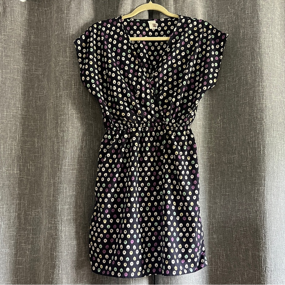 Francesca’s Collection “Sheepish” Navy Capped Sleeve Faux Wrap Dress - Medium
